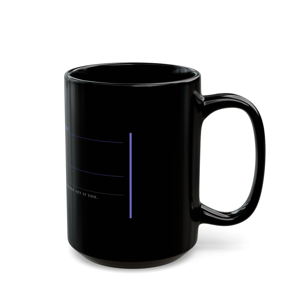 Funny Father's Day Coffee Mug — "Fueled by Coffee" Black Ceramic Mug (11oz/15oz)