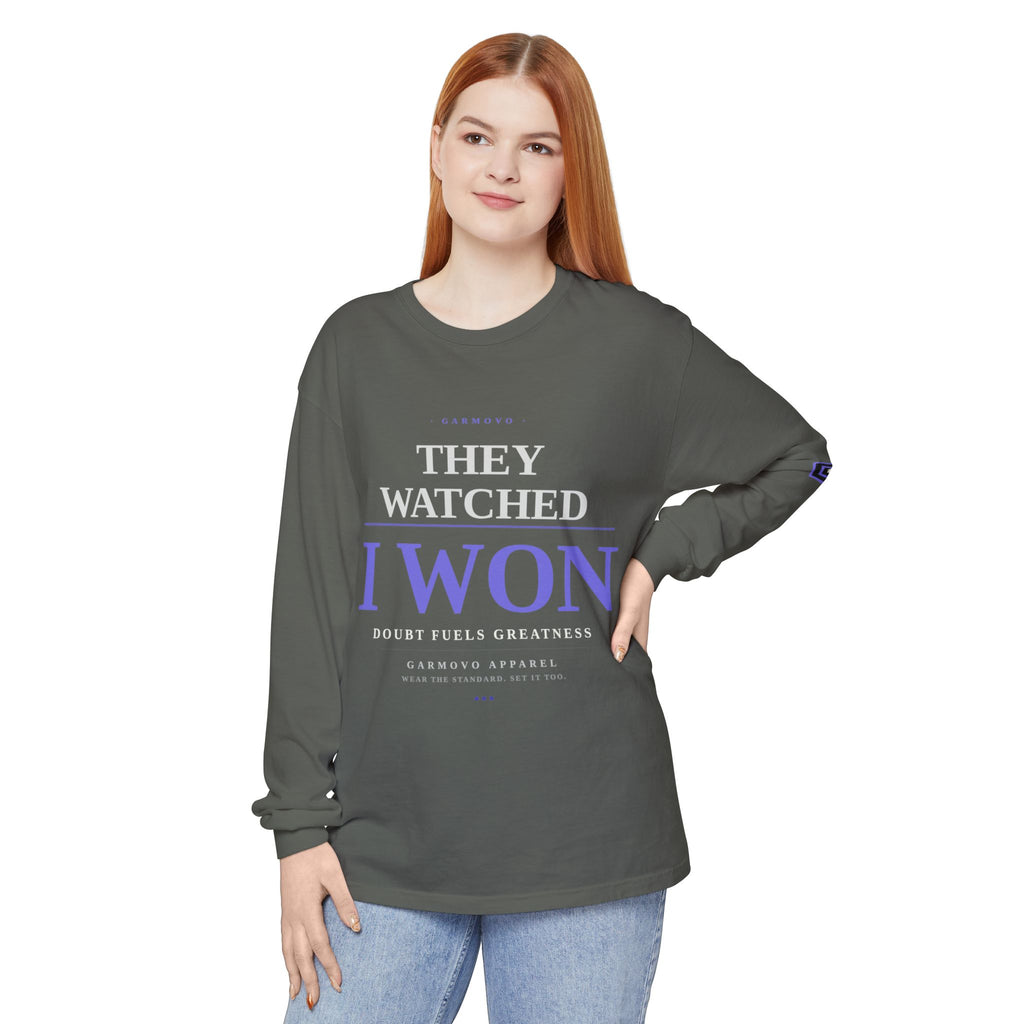 They Watched I Won Long Sleeve Tee — Motivational Graphic Shirt