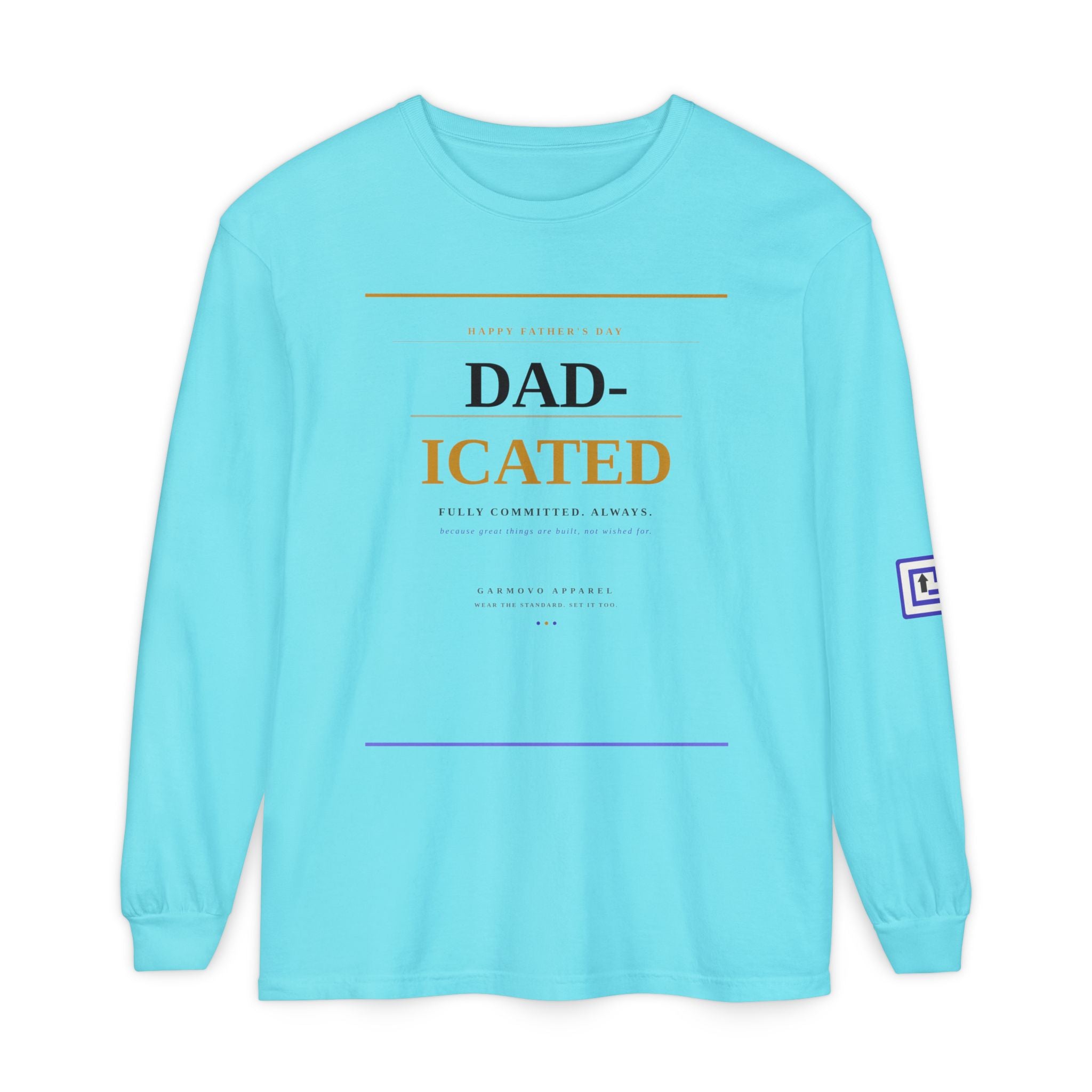 Long Sleeve Tee — 'DAD-ICATED' Graphic Father's Day Shirt