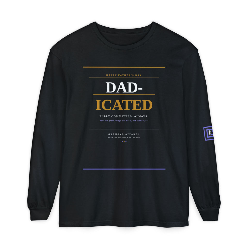 "Dad-icated" Long Sleeve Tee — 'DAD-ICATED' Graphic Father's Day Shirt