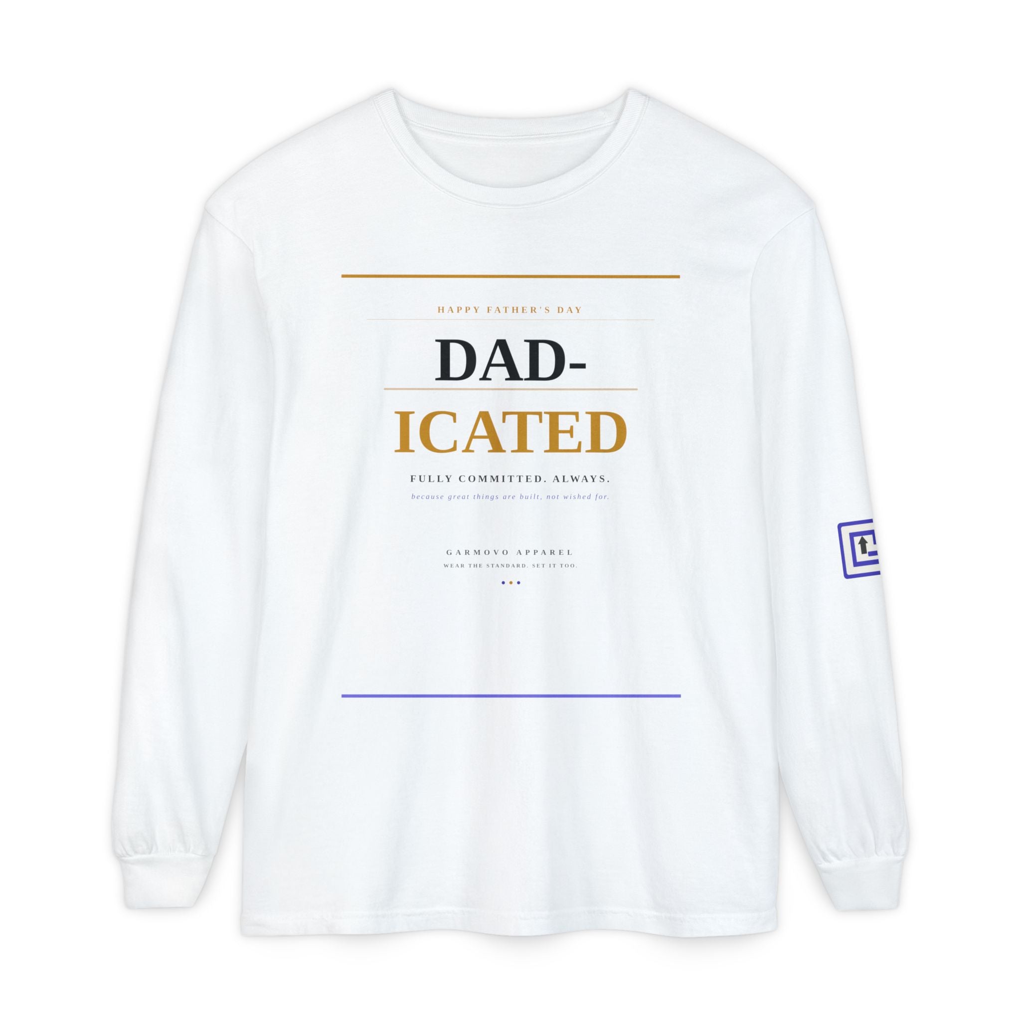 Long Sleeve Tee — 'DAD-ICATED' Graphic Father's Day Shirt