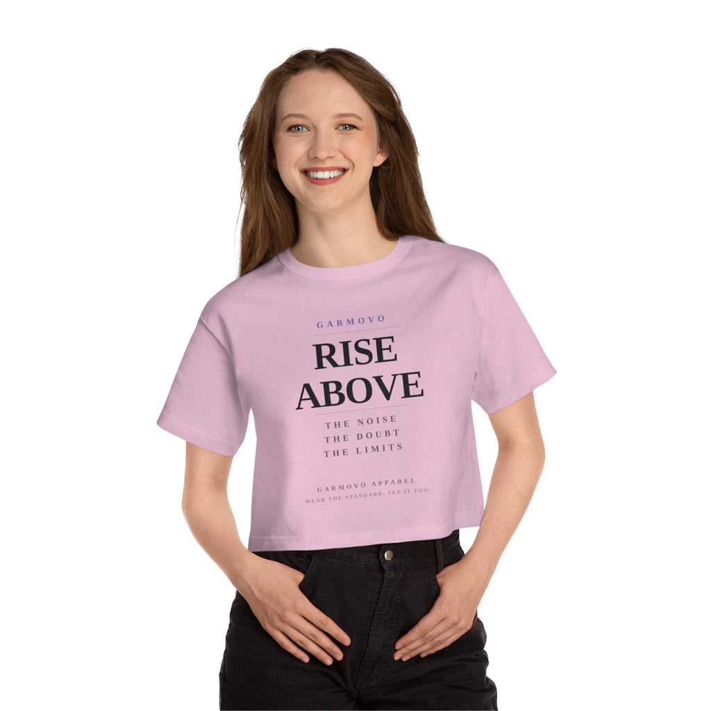 Rise Above Female typography crop tee | Inspirational slogan T-Shirt