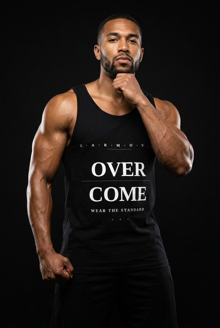 OVERCOME Tank Top — Motivational Men's Graphic Tank ("Wear The Standard")