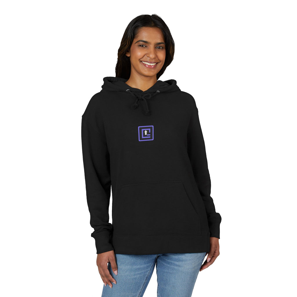 "OMEGA - Begin and End Greater" typographic hoodie | Inspirational text back print