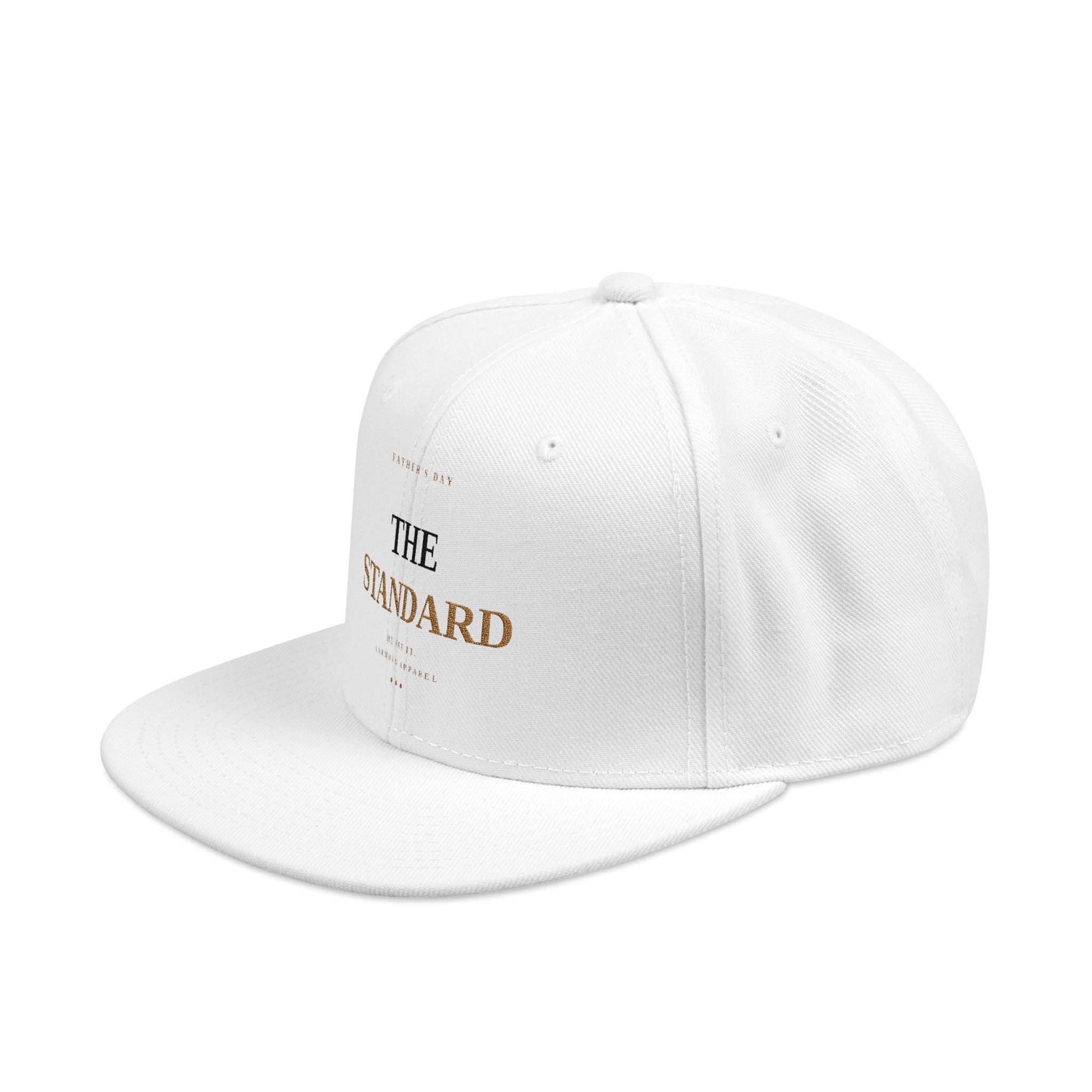 Embroidered Snapback Fathers Day Cap — "The Standard" Minimal Gold Text