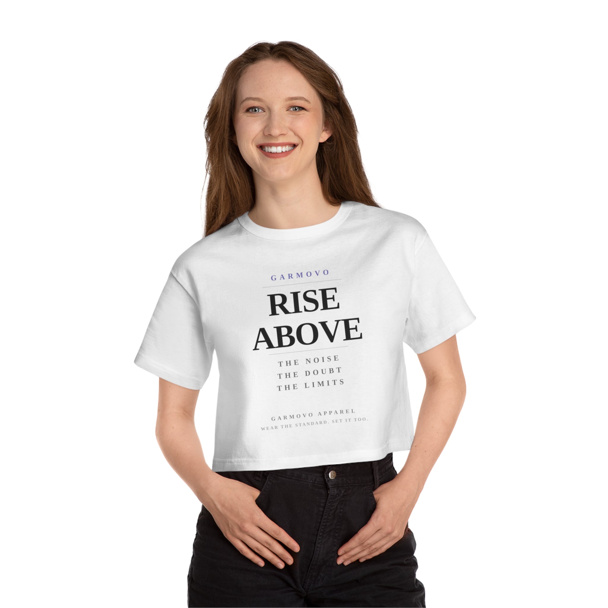 Rise Above Female typography crop tee | Inspirational slogan T-Shirt