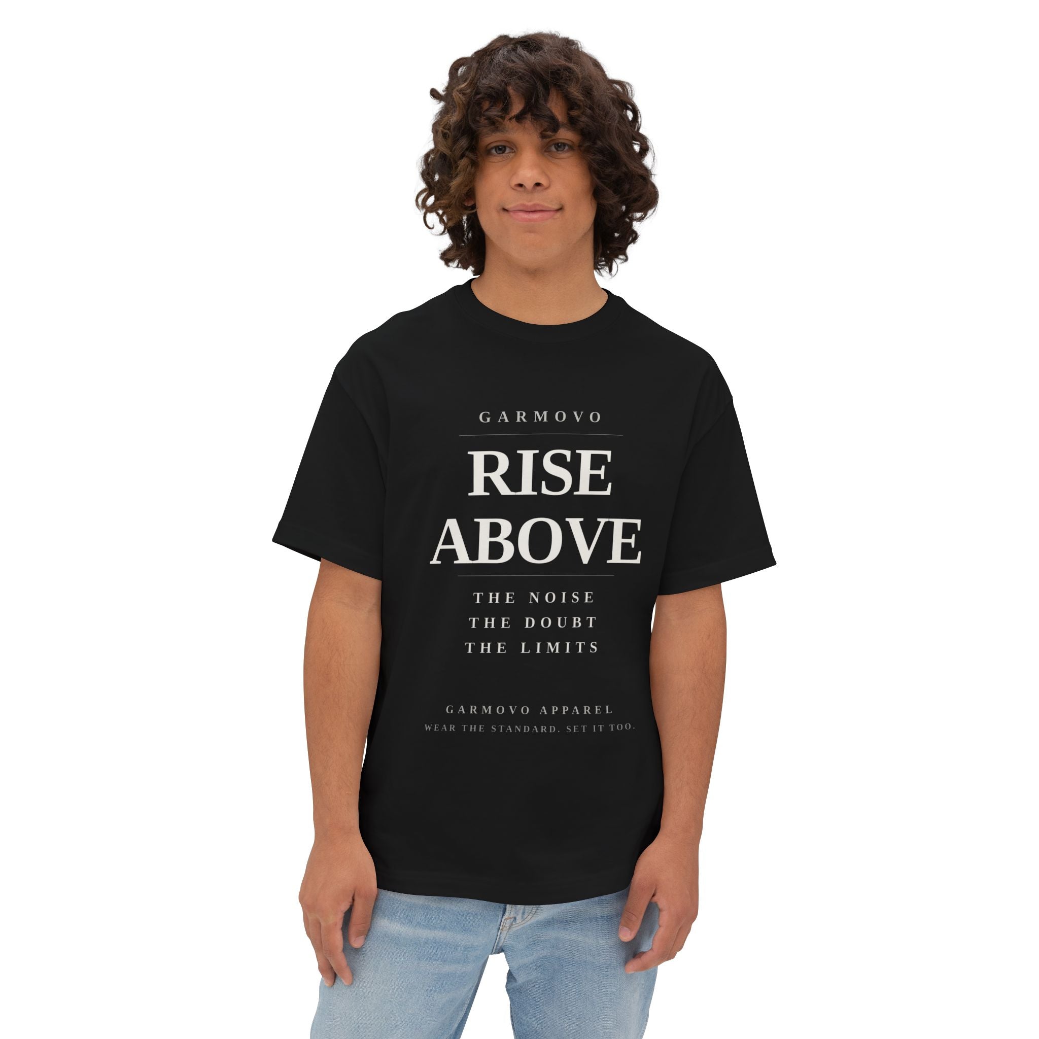 "Rise Above" text design Tee | Inspirational minimalist typography T-Shirt
