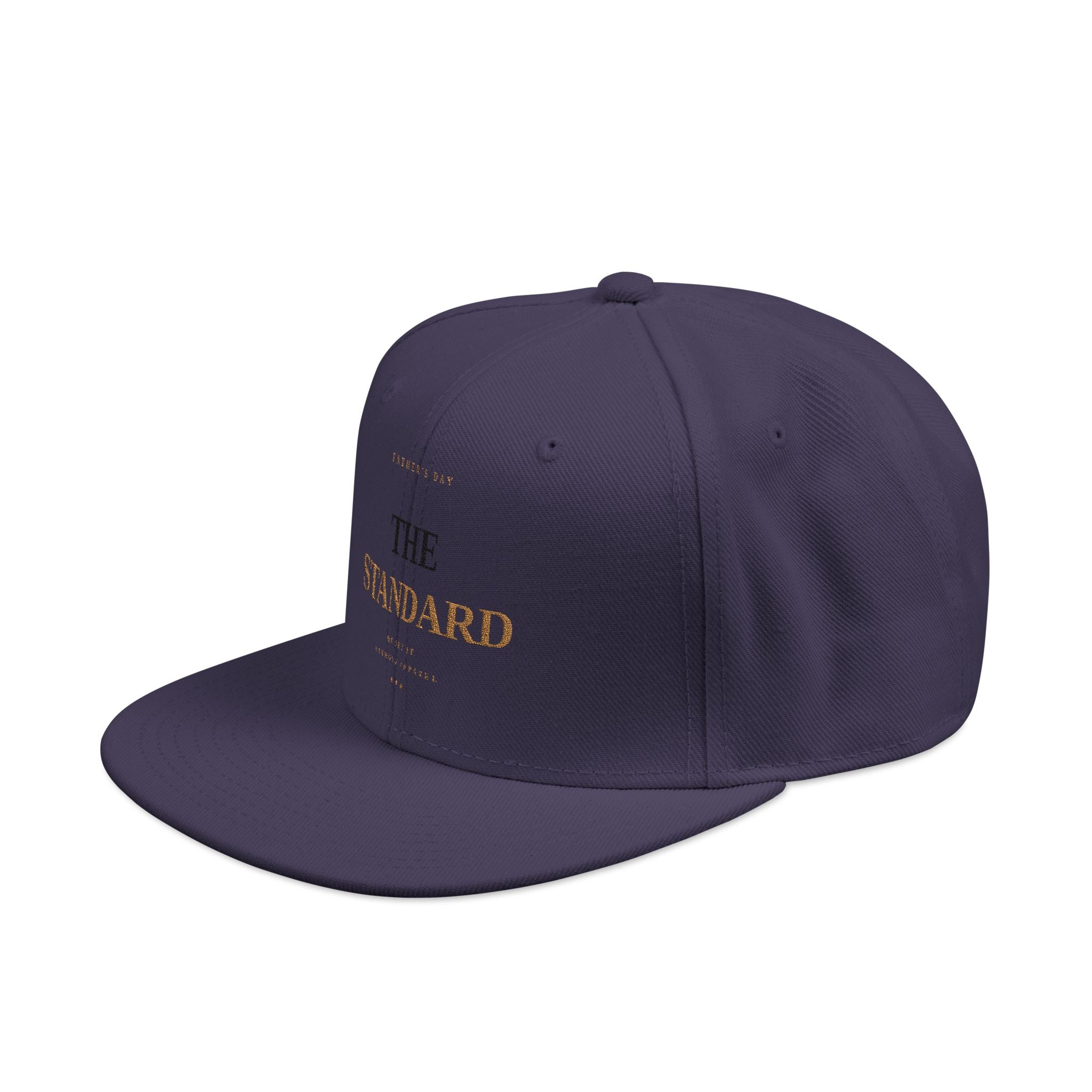 Embroidered Snapback Fathers Day Cap — "The Standard" Minimal Gold Text